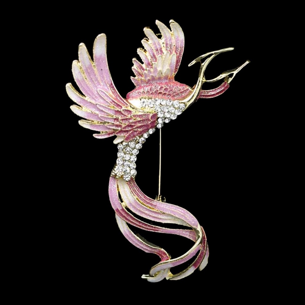 ✨Stunning Pink Phoenix Rhinestone Brooch